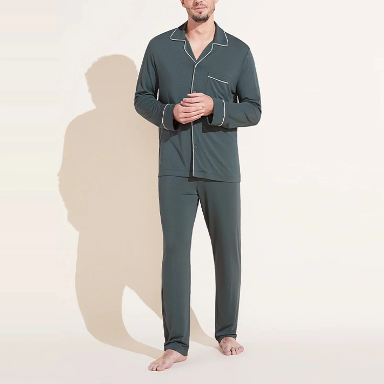 Sustainable Bamboo Mens Loungewear Organic Mens Custom Pyjamas Eco Friendly Men′s Lounge Wear