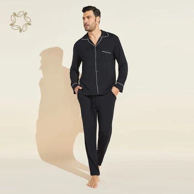 Ensemble de pyjama Long en coton de bambou biologique, vêtements de détente pour hommes en bambou durable, pyjama écologique pour hommes